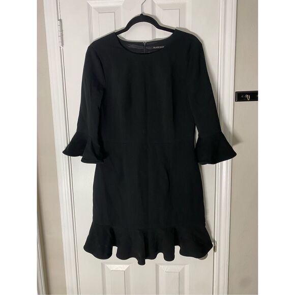 Black Halo Flutter-Sleeve Dress, Black Pencil Dress, Size 12, MSRP $390 - Picture 10 of 10